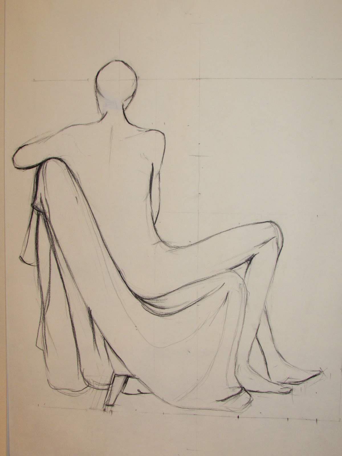 ‘Life drawing seated version 1’ Ink